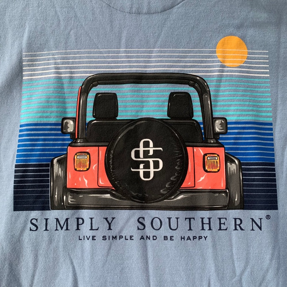 Jeep Graphic Crewneck Sweatshirt Womens Size Large Light Blue Streetwear Casual